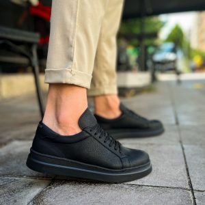 Boy Uzatan Gizli Topuklu Siyah Erkek Spor Ayakkabı